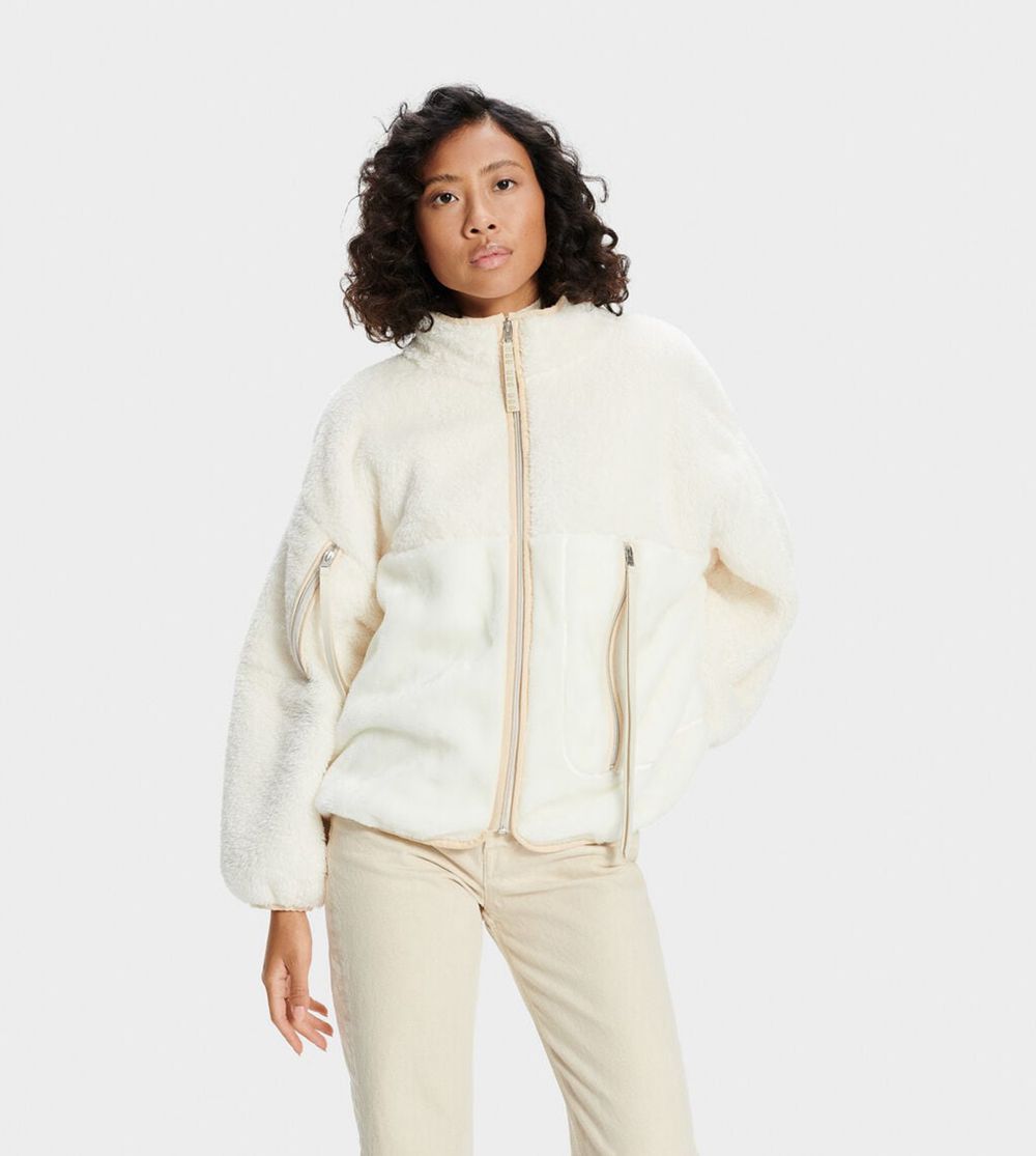 Ugg Jacket Womens - Ugg Marlene Sherpa White - 425DIQKZP